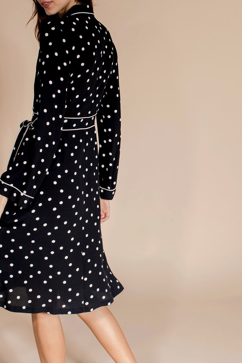 Vestido cruzado Roinita - Negro y crudo