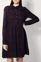Vestido skater Regua - Azul real y burdeos