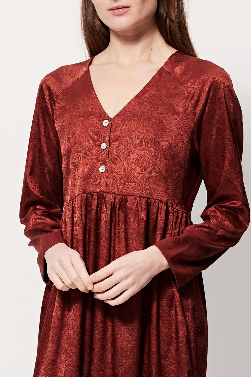 Vestido largo Rigoletta - Rojo ladrillo