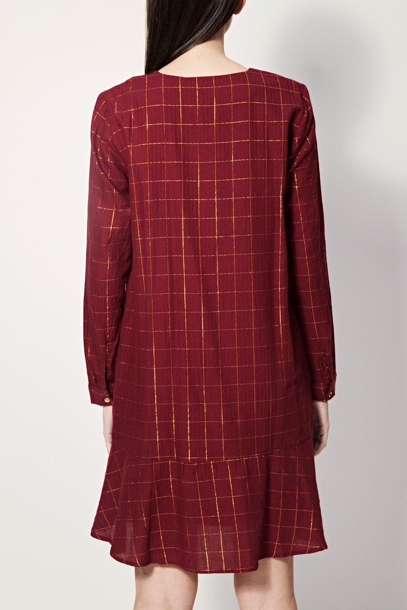 Vestido Rigine de cintura baja - Burdeos