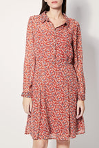 Regale Skater Dress - Red And Beige