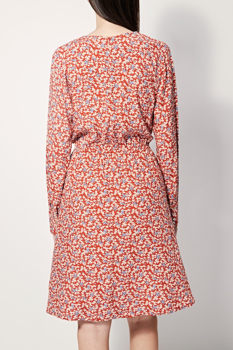 Ryo Skater Dress - Red And Beige