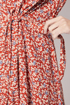 Ryo Skater Dress - Red And Beige