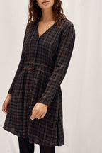 Checked Shirt Dress - Dark Teal