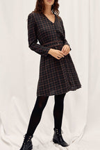 Checked Shirt Dress - Dark Teal