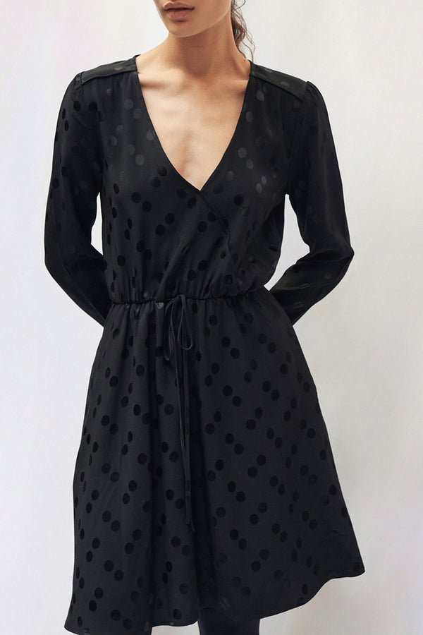 Polka Dot Shift Dress - Black