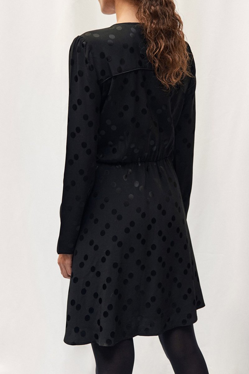 Robe Droite À Pois - Noir