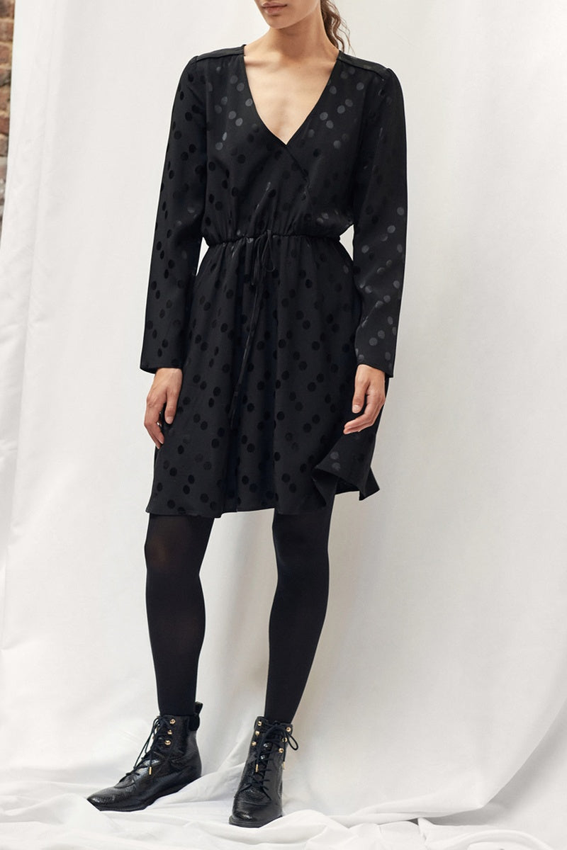 Robe Droite À Pois - Noir