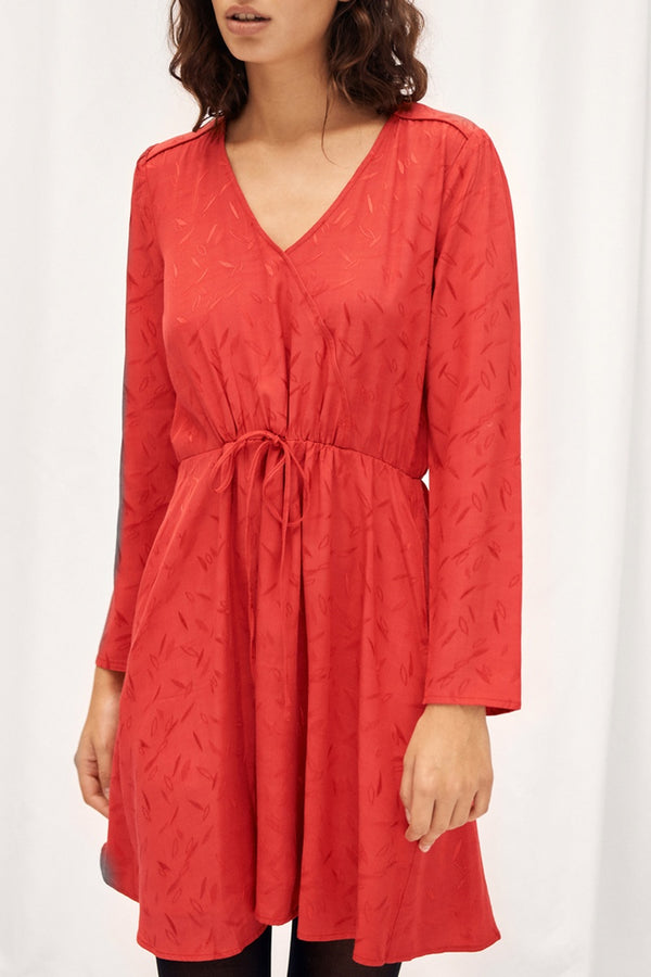 Vestido recto a lunares - Rojo