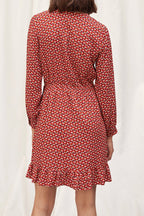 Vestido floral con volantes - Rojo