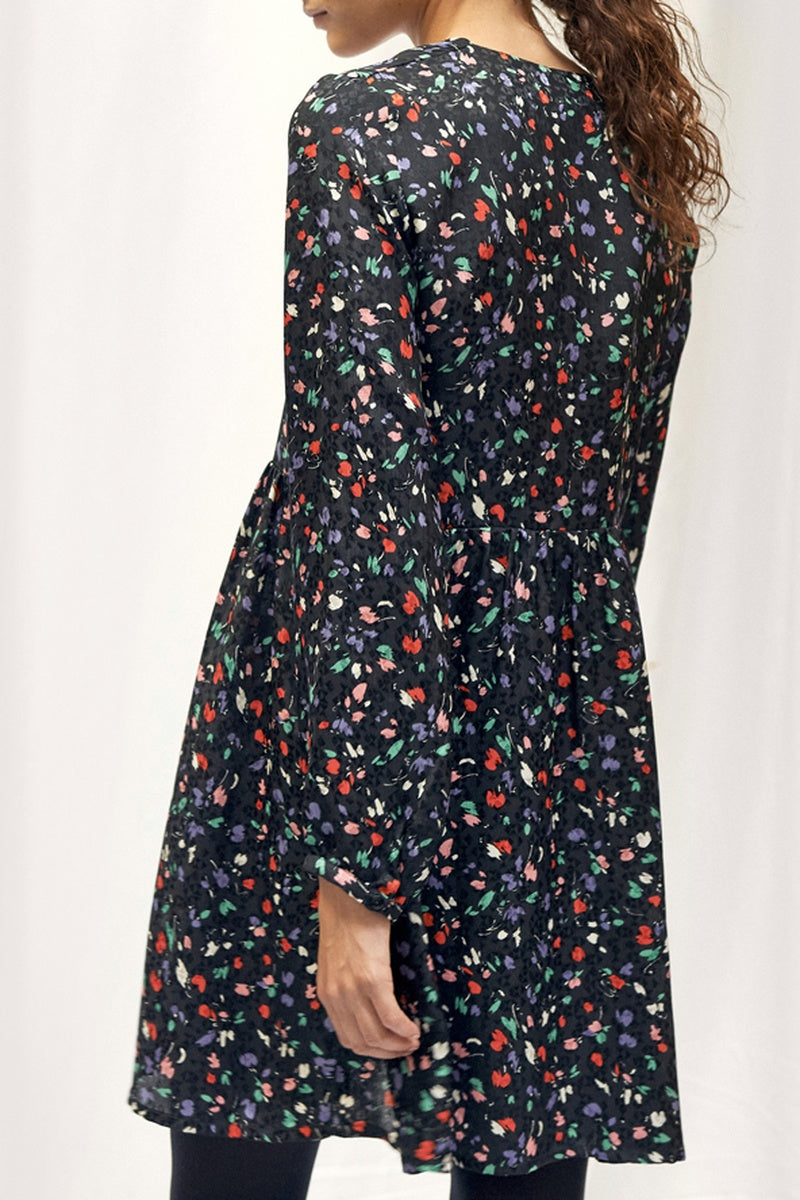 Floral Shift Dress - Black