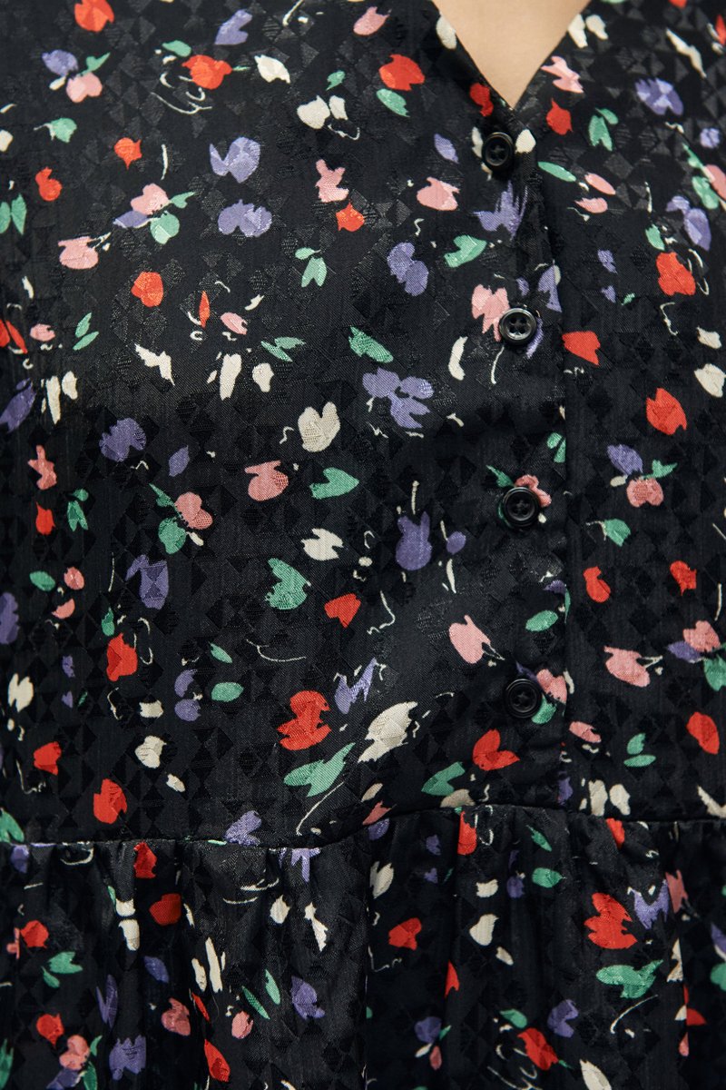 Floral Shift Dress - Black