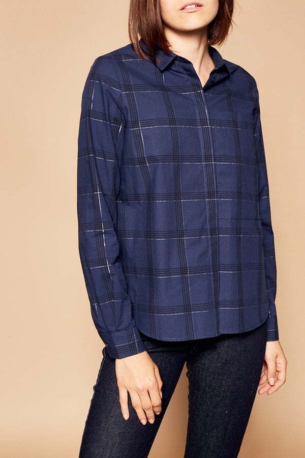 Blusa de cuadros - Azul Marino