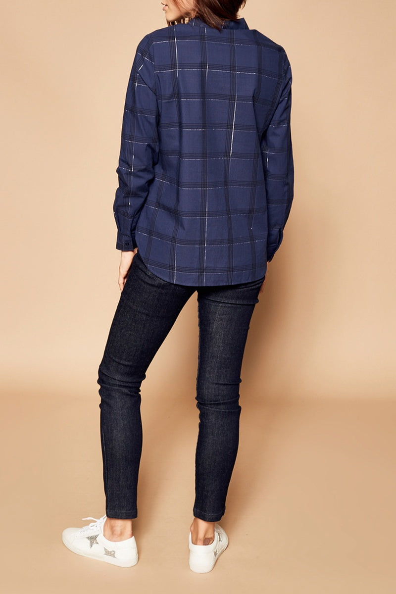 Blusa de cuadros - Azul Marino