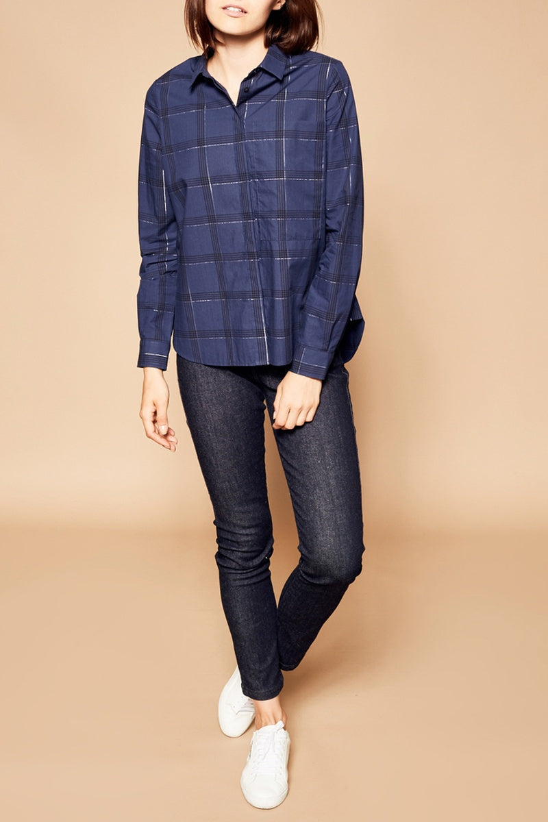 Blusa de cuadros - Azul Marino