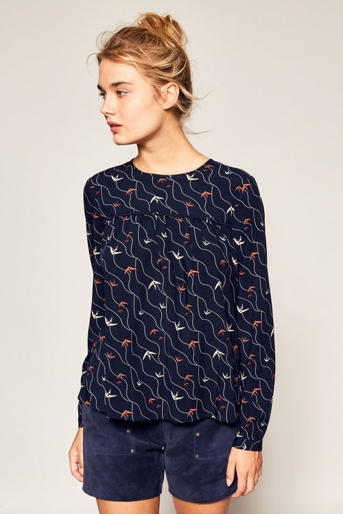 Blouse Trompe-L'Œil Tistou - Bleu Marine