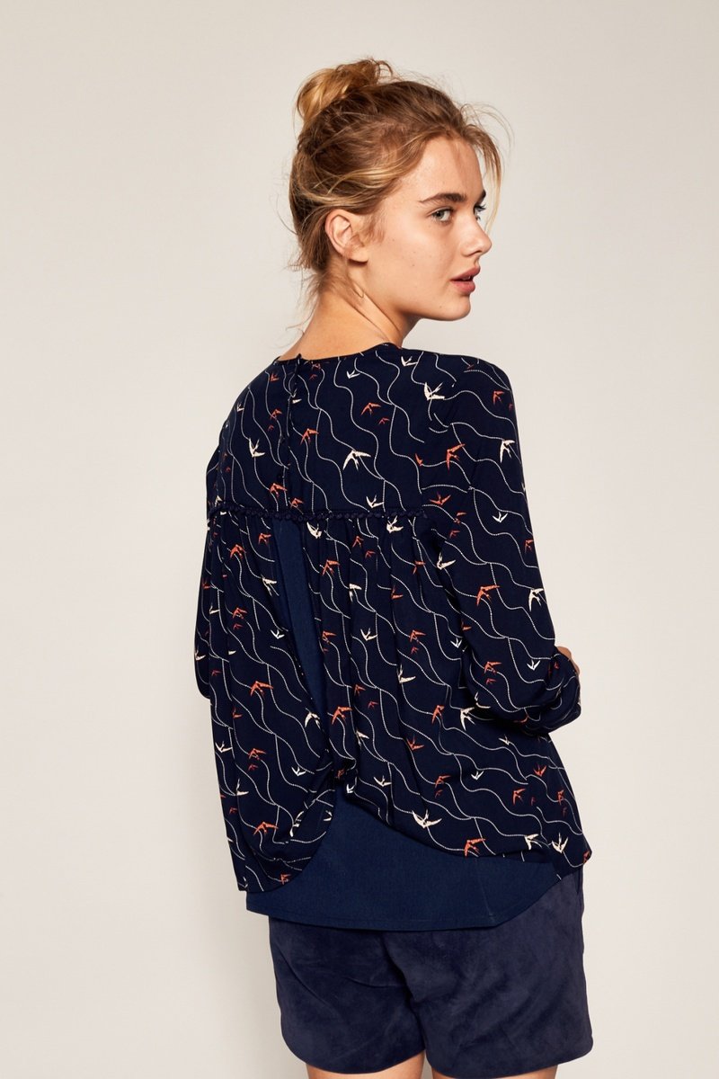 Blouse Trompe-L'Œil Tistou - Bleu Marine
