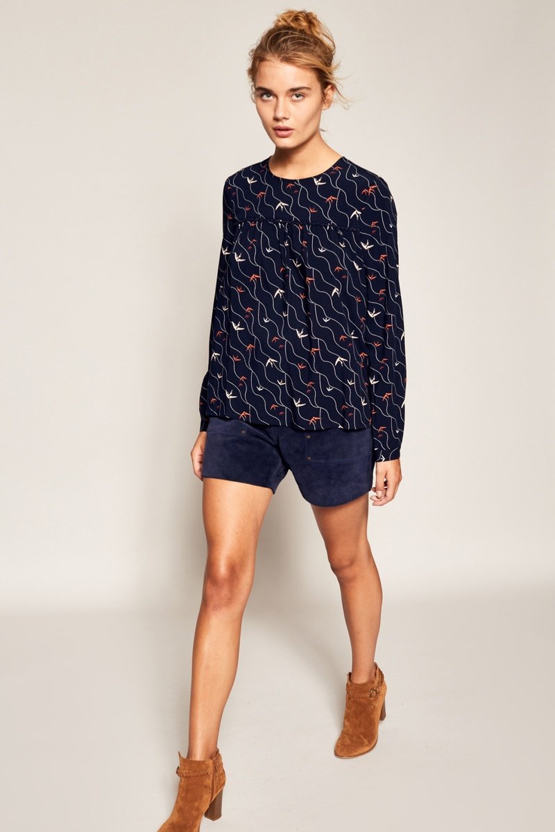 Blouse Trompe-L'Œil Tistou - Bleu Marine