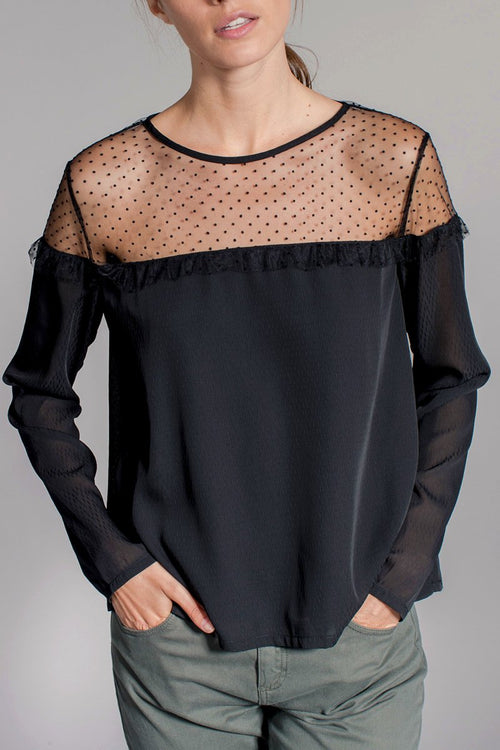 Blouse Bi-Matière Firmin - Noir