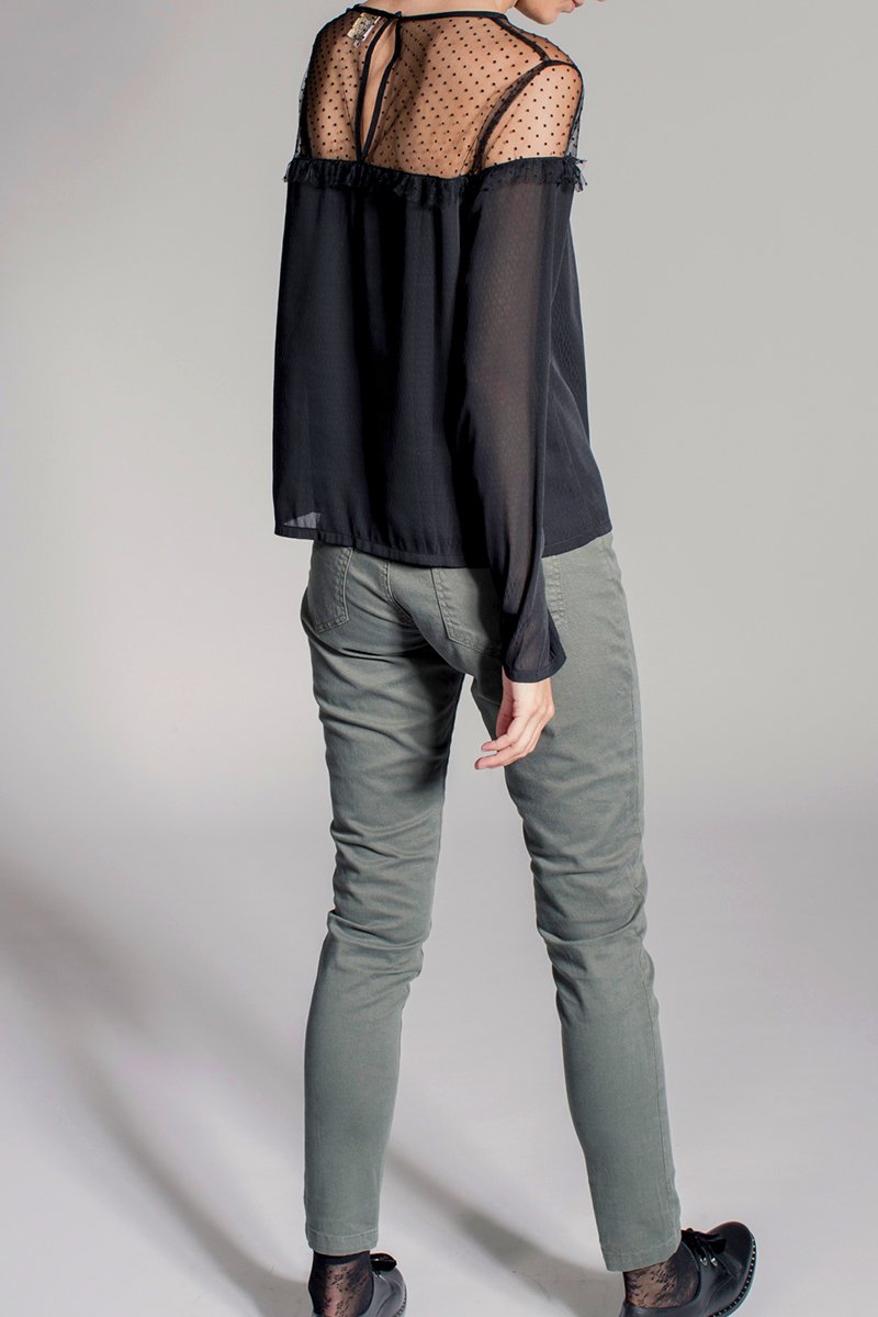 Blouse Bi-Matière Firmin - Noir