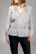 Blusa Frisson - Gris Claro y Crudo