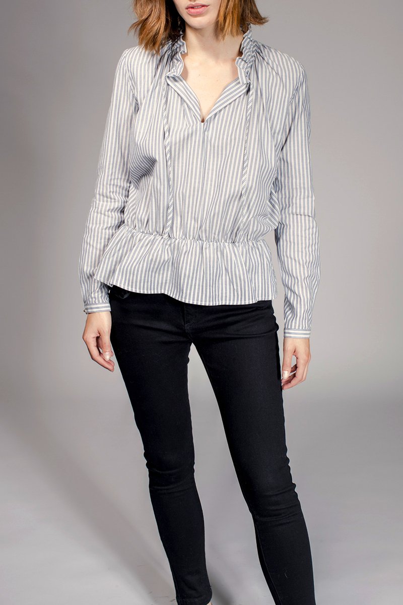 Blusa Frisson - Gris Claro y Crudo