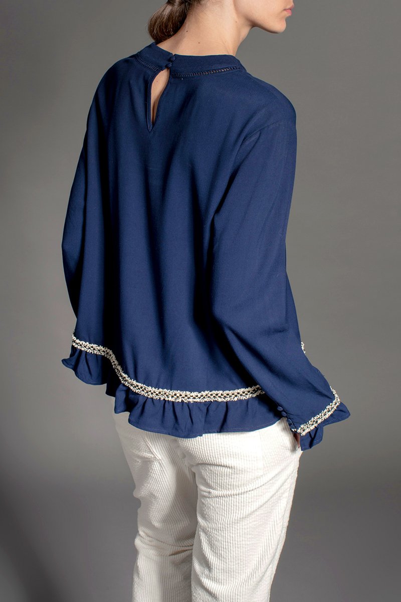 Tombola Blouse - Navy Blue