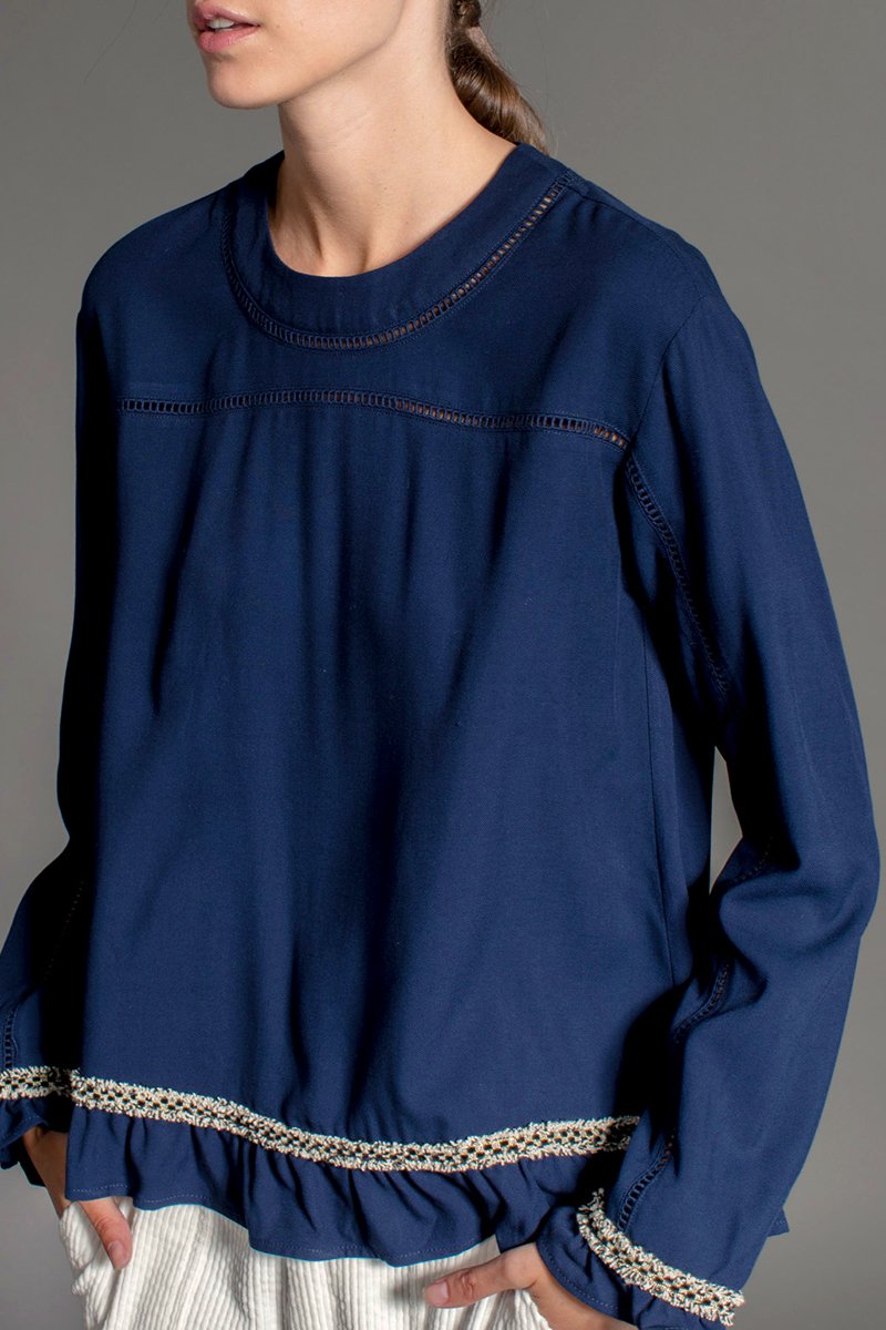 Tombola Blouse - Navy Blue