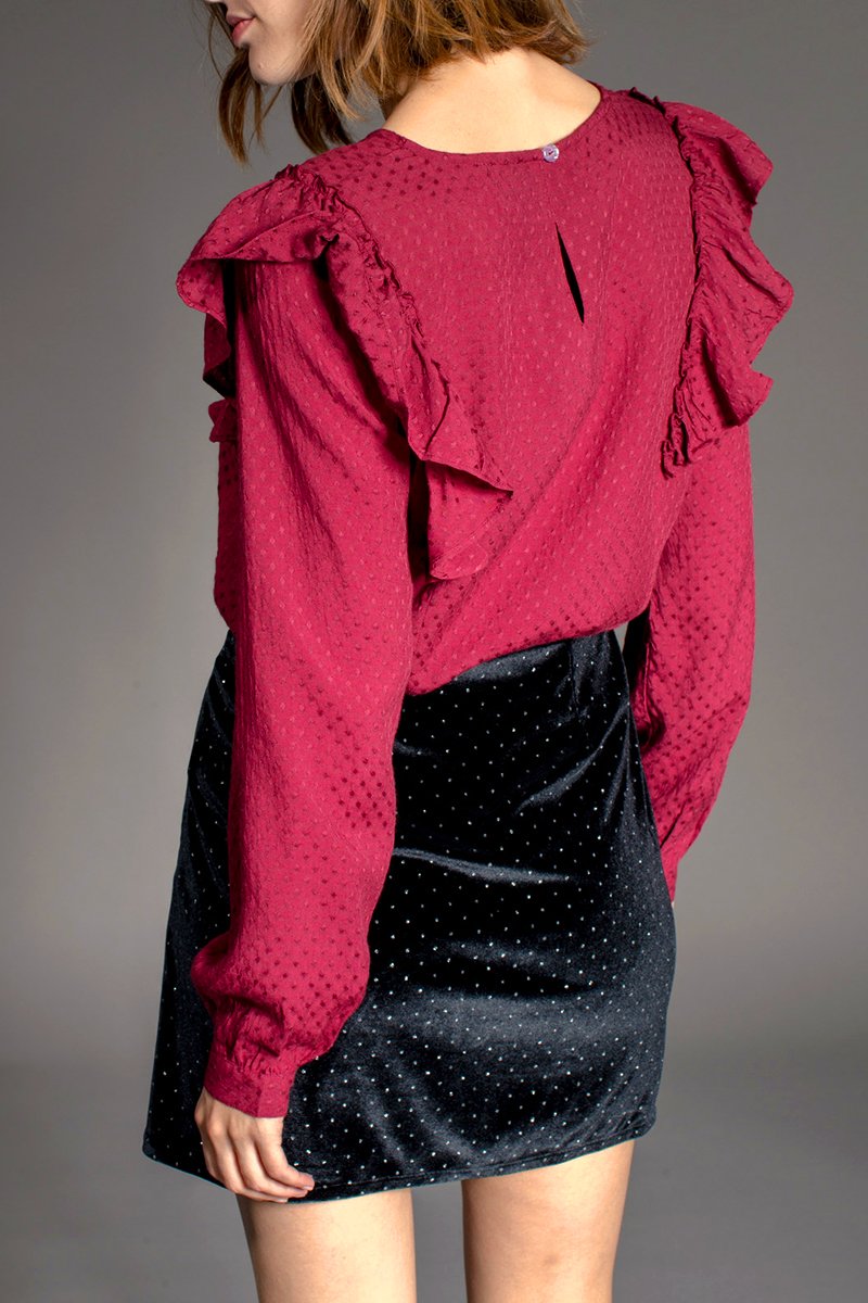 Blouse Volantée Tulip - Bordeaux