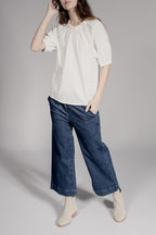 Blusa Trada Con Bordado Inglés - Beige
