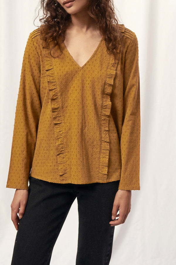 Blusa Volantes - Mostaza