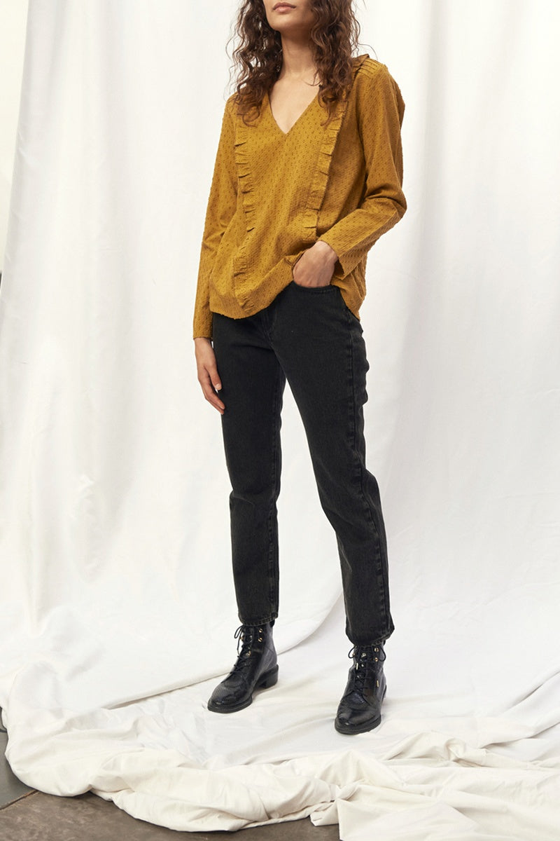 Blusa Volantes - Mostaza