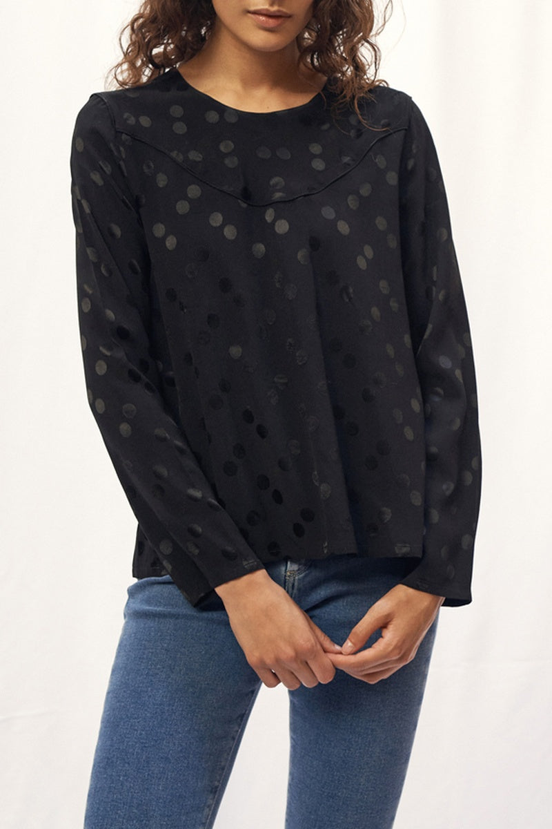 Blouse À Pois - Noir