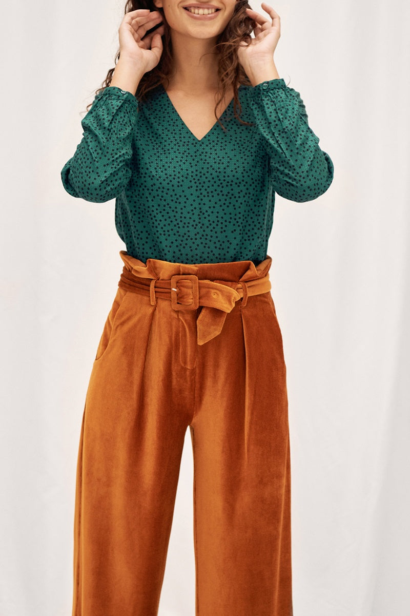 Blouse À Pois - Bleu Canard