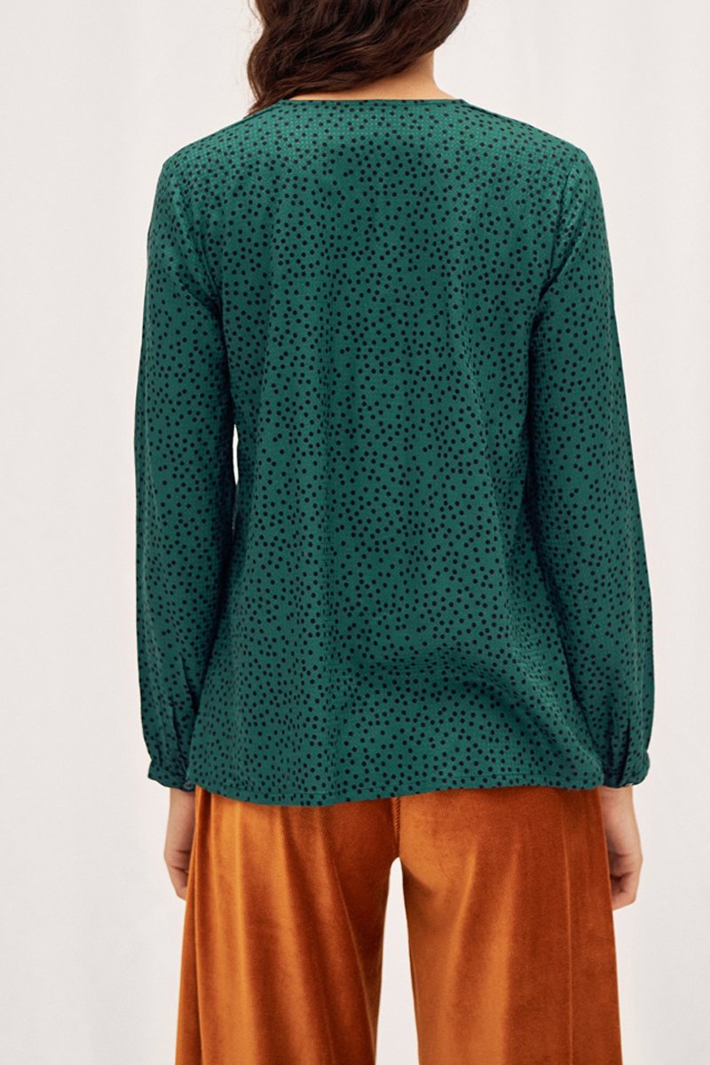 Blouse À Pois - Bleu Canard