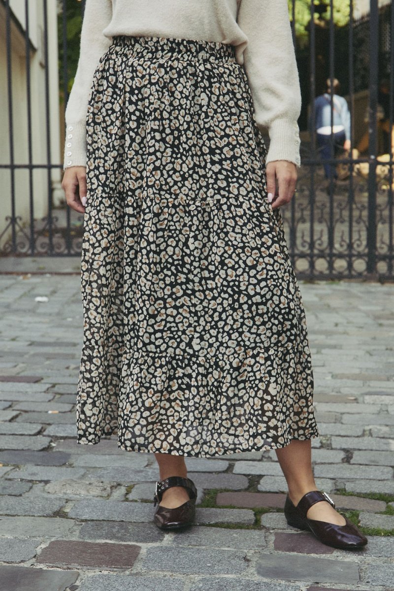 Joresse Midi Skirt - Black And White