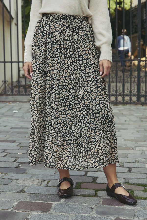 Falda midi Joresse - Blanco y negro