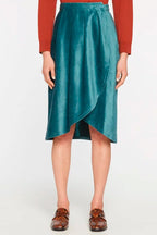 High Waisted Asymmetrical Skirt - Duck Blue