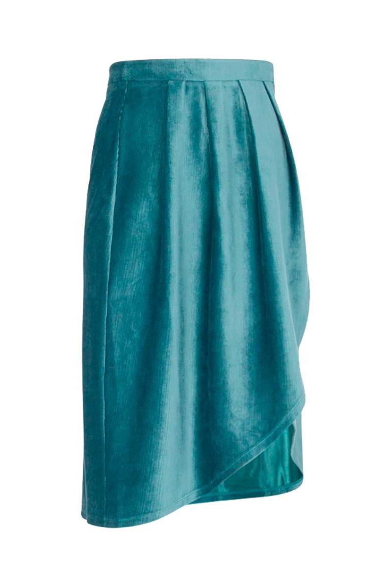 High Waisted Asymmetrical Skirt - Duck Blue
