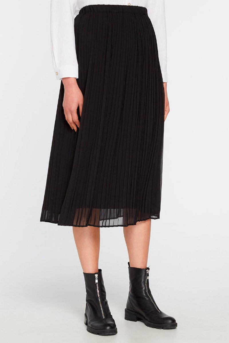 Pleated Midi Skirt - Black