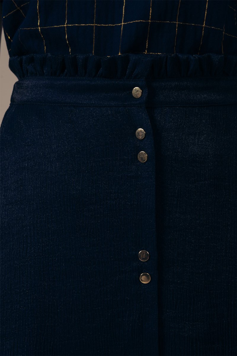 Jupe Midi Taille Haute Jacoba - Bleu Marine