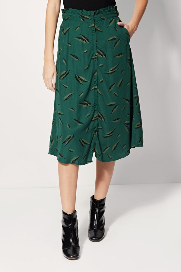 Falda midi de talle alto Jacarta - Verde oscuro