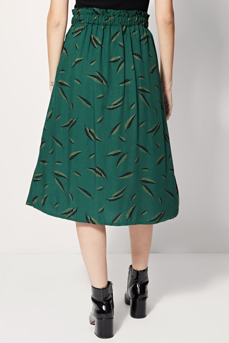 Falda midi de talle alto Jacarta - Verde oscuro