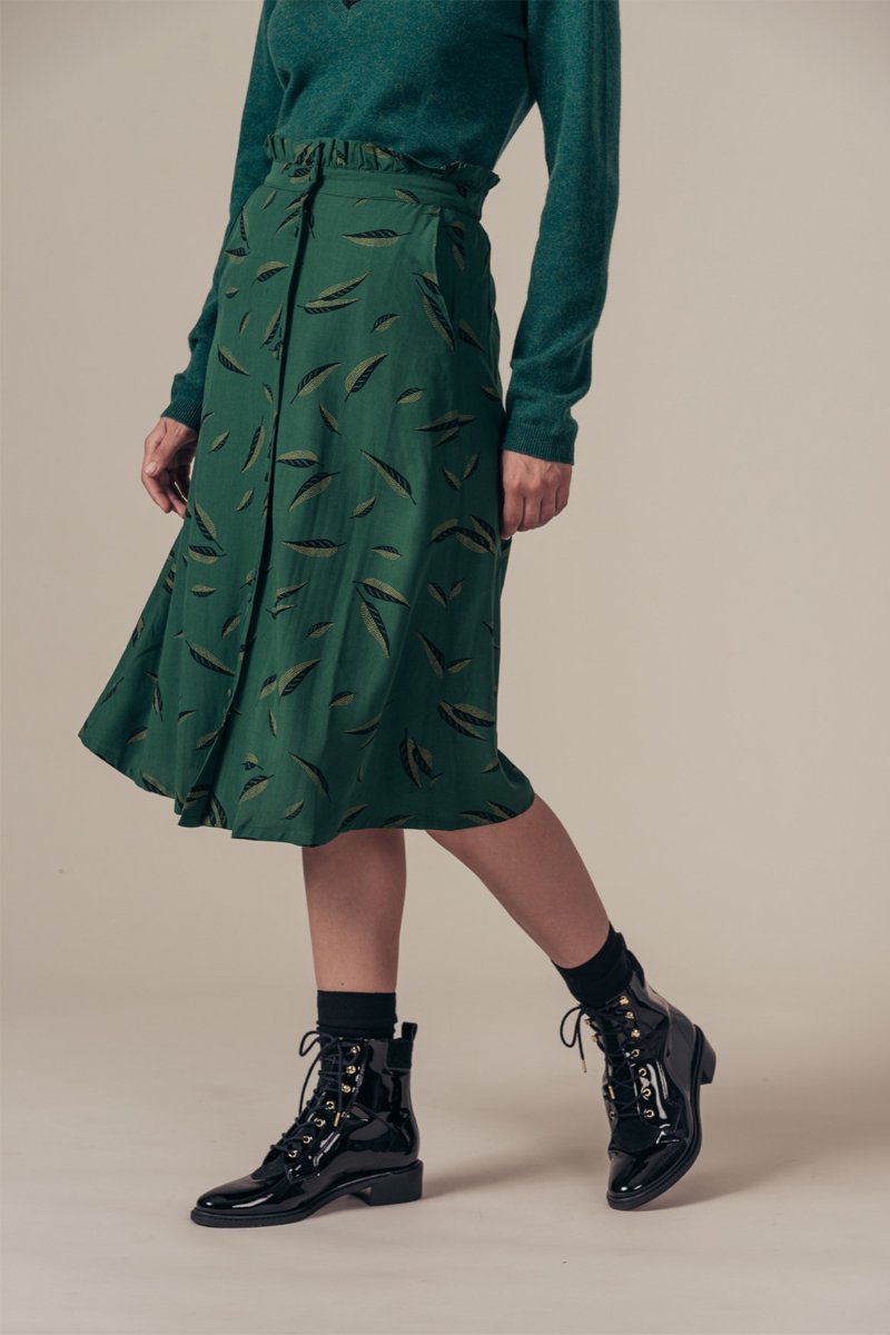 Falda midi de talle alto Jacarta - Verde oscuro