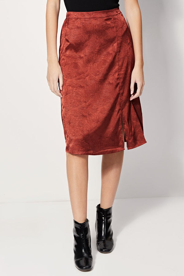 Falda midi Jinette de talle alto - Burdeos