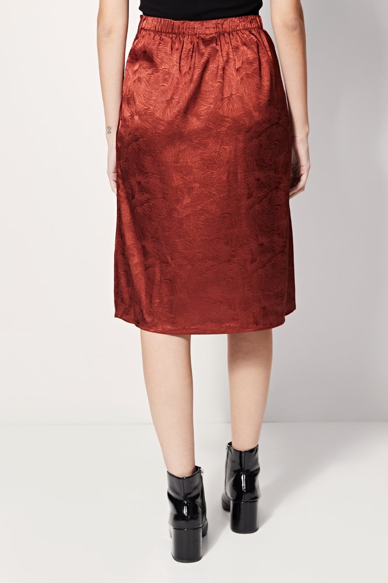 Falda midi Jinette de talle alto - Burdeos