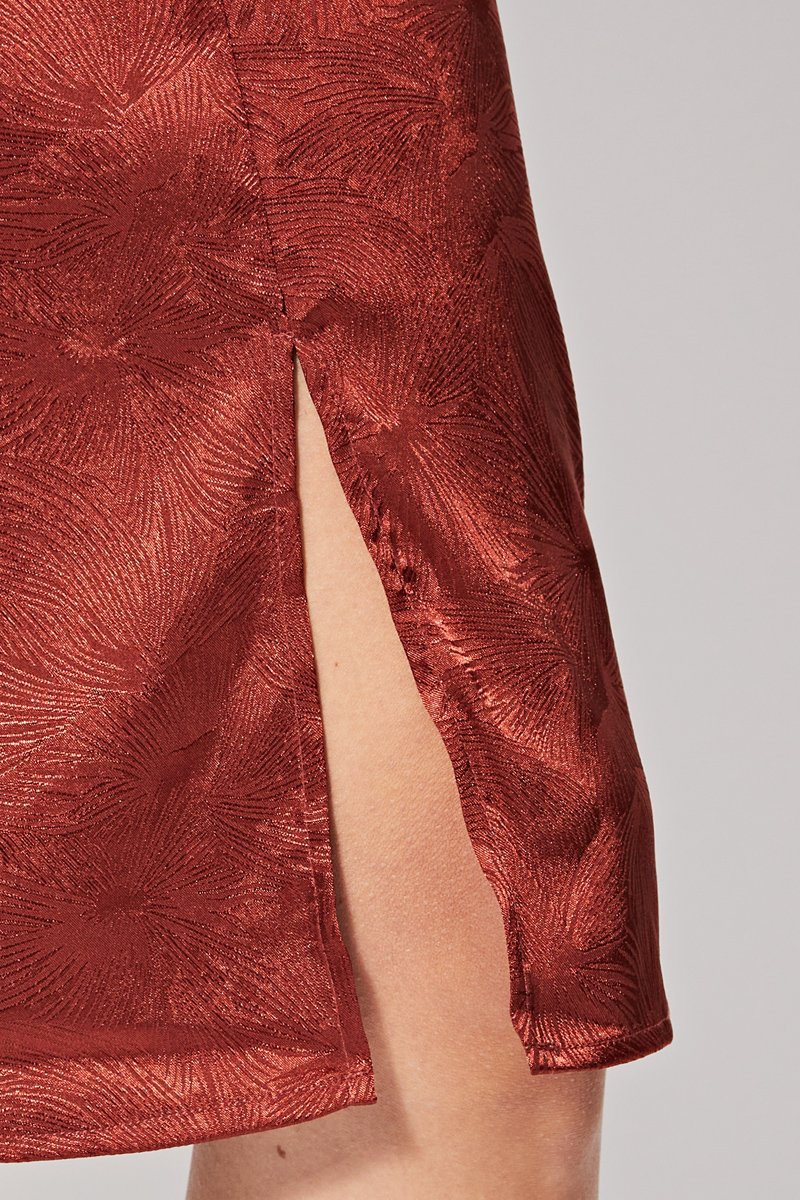 Falda midi Jinette de talle alto - Burdeos