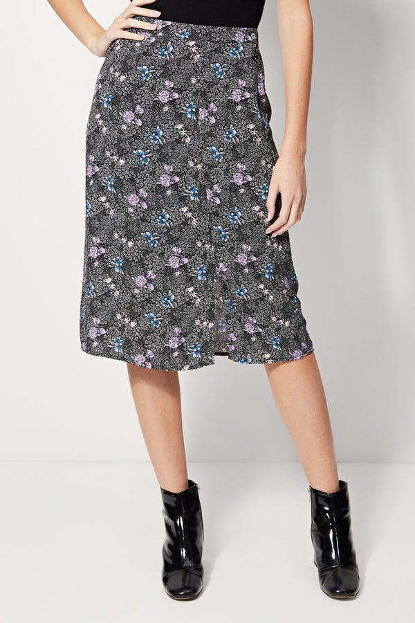 Falda midi Jinette de talle alto - Gris