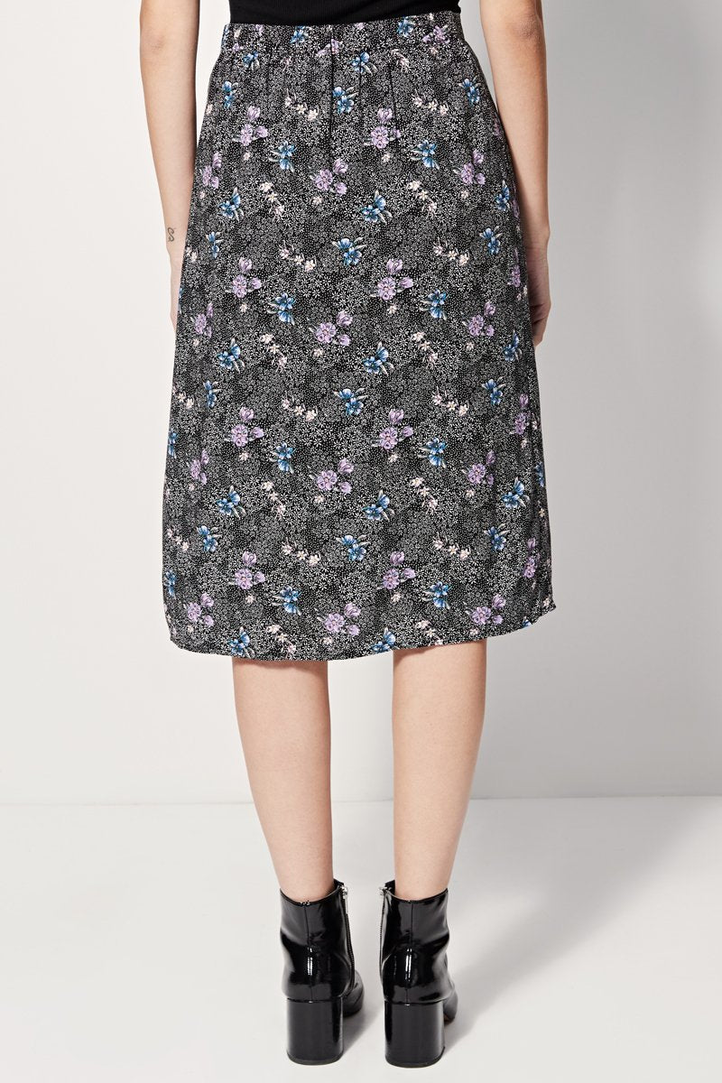 Jinette High Waisted Midi Skirt - Gray