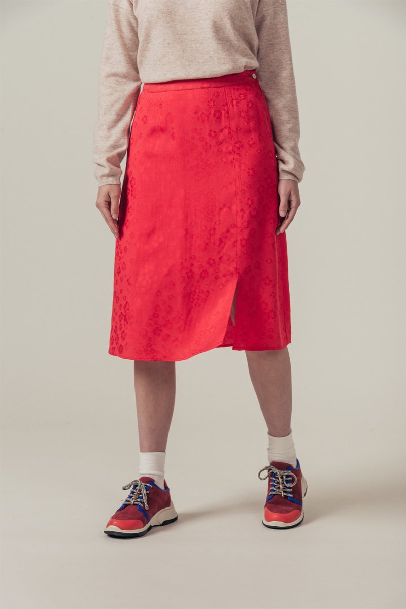 Jupe Midi Taille Haute Jinette - Rouge
